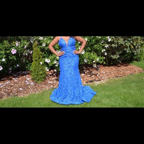STUNNING Electric Blue Prom Dress size 8 - Picture 7 of 10
